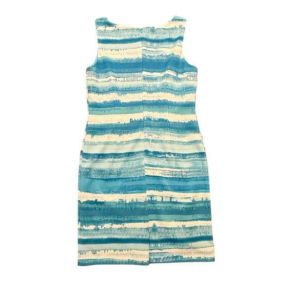 TAHARI Blue/White Ombré Striped Sleeve Shift Dress Size 10/Medium MSRP $195 - Picture 2 of 10